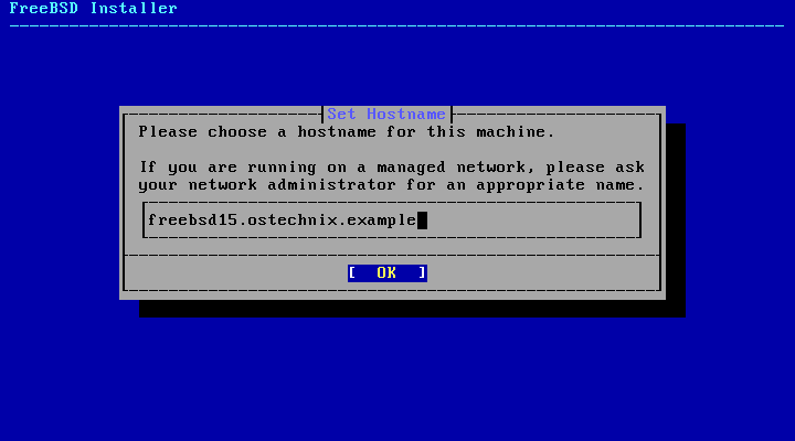 Enter Hostname for FreeBSD Enter Hostname for FreeBSD
