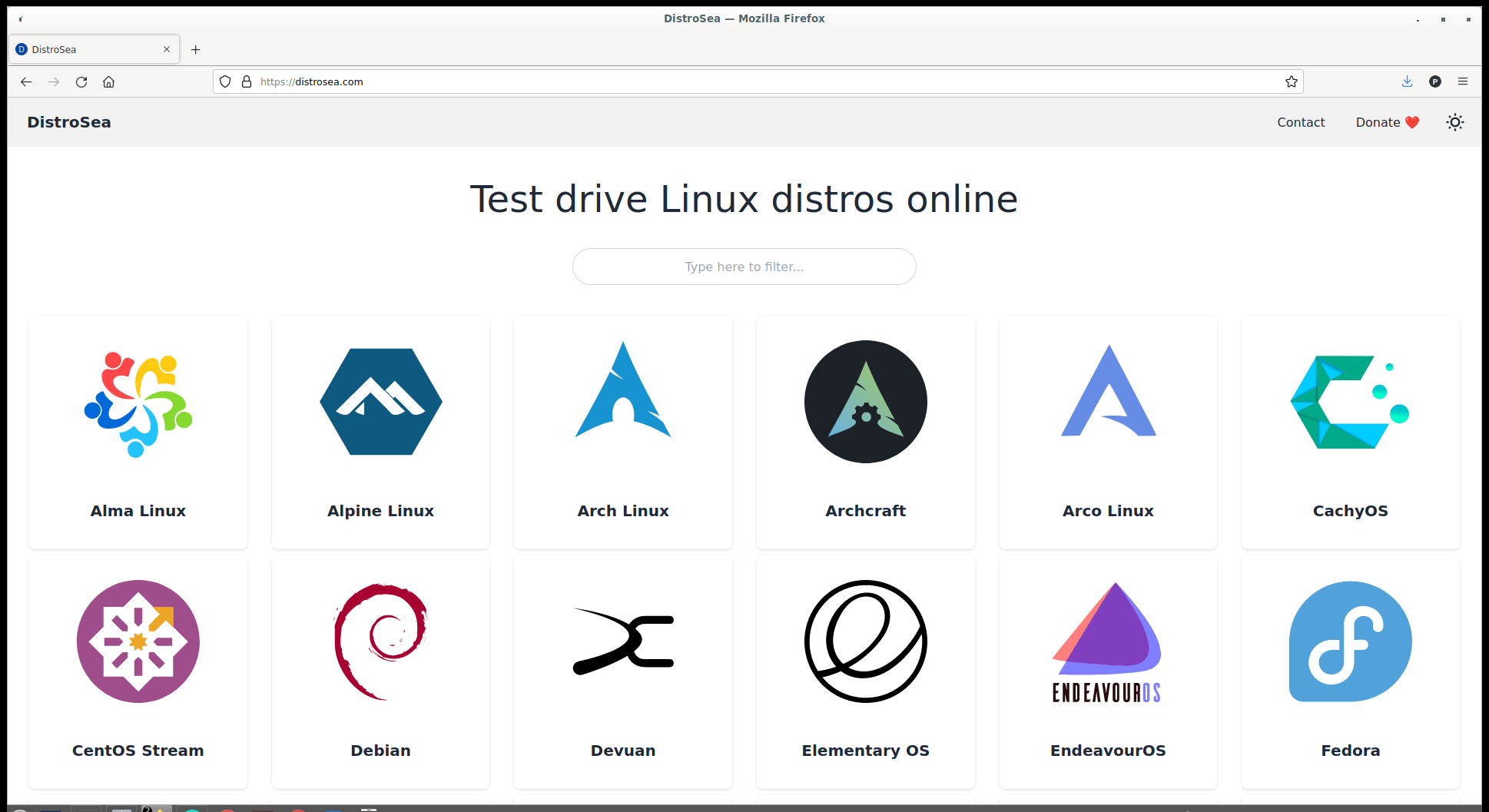 DistroSea - Test drive Linux distros online