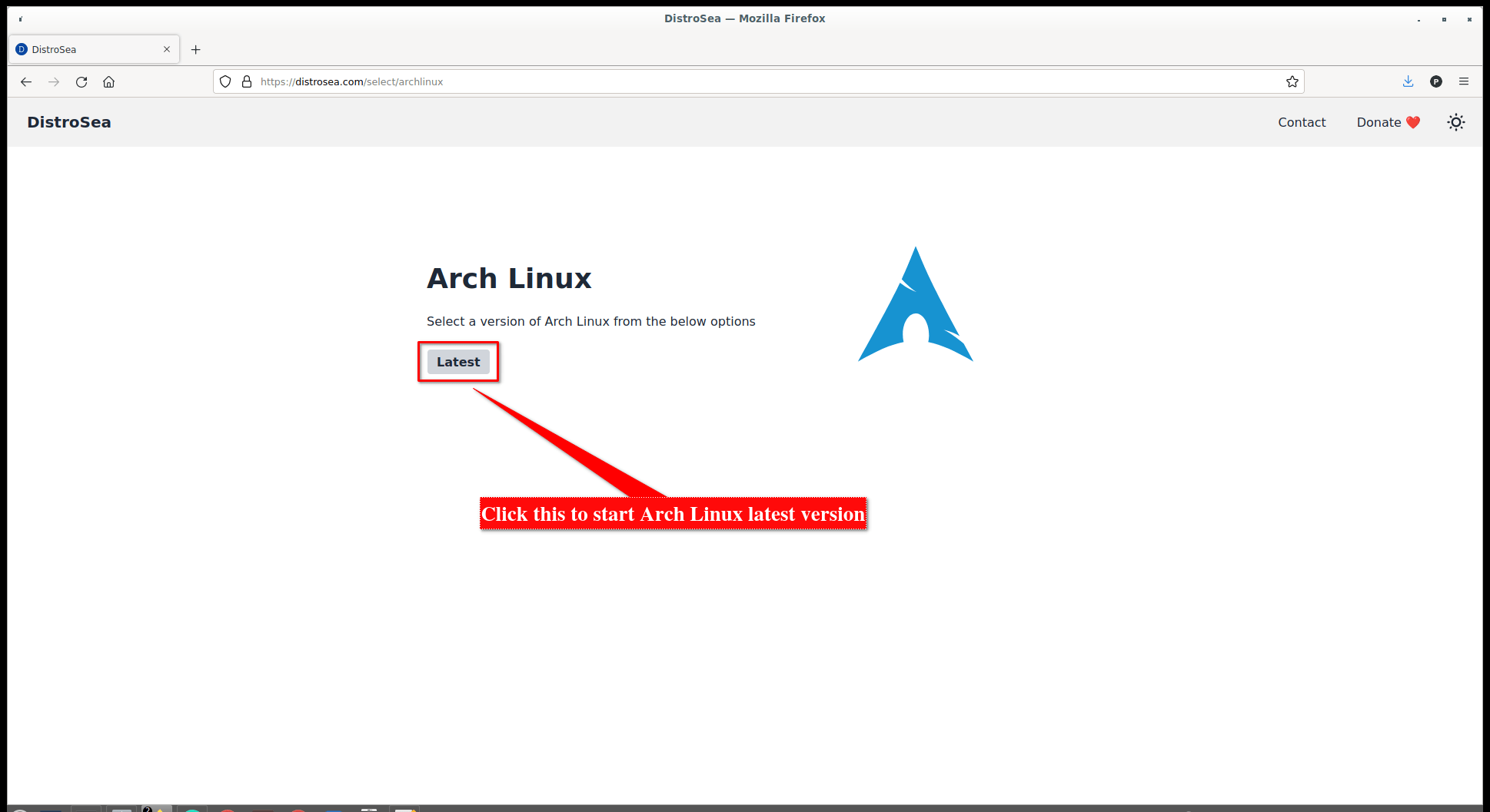 Start ArchLinux in DistroSea