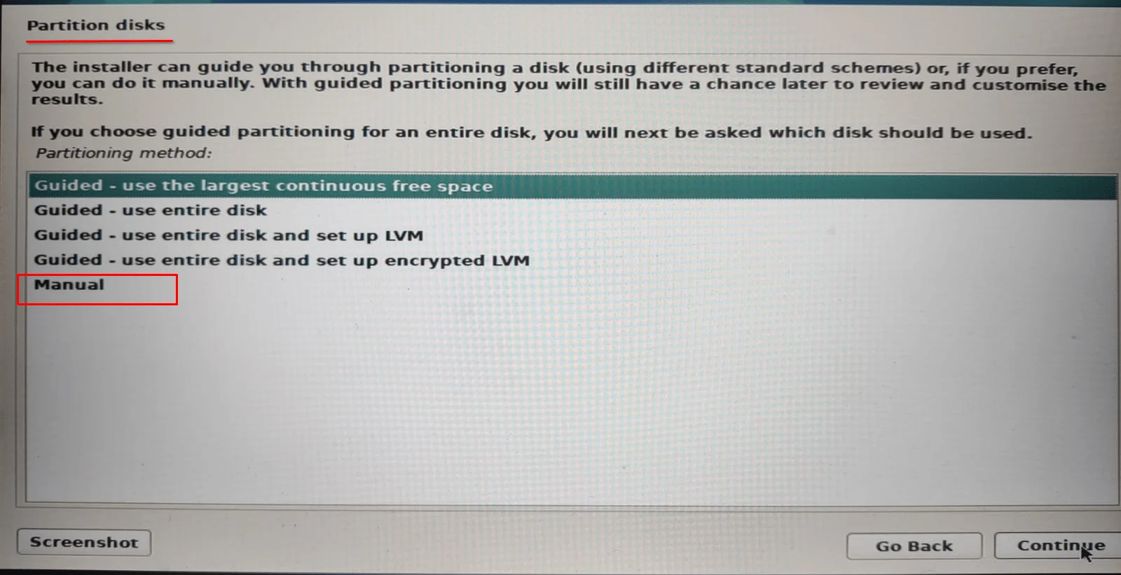 Manual Partition Manual Partition