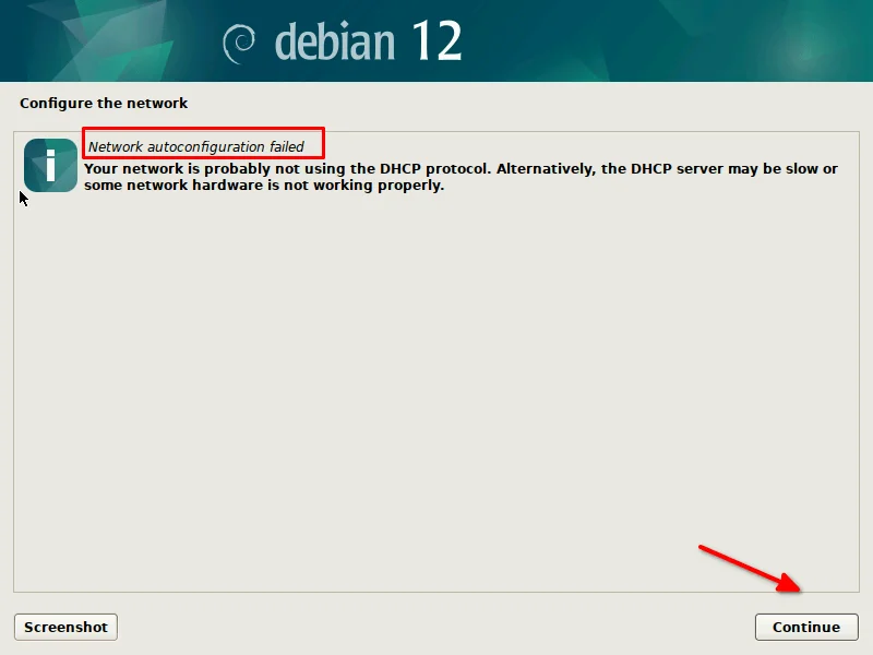 Network Autoconfiguration Failed Network Autoconfiguration Failed