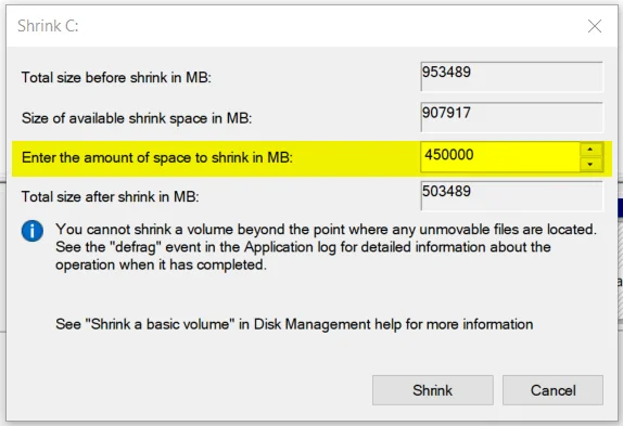 Shrink Disk Partition In Windows Shrink Disk Partition In Windows