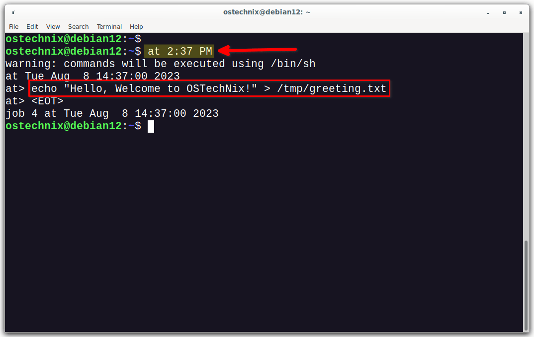 How To Schedule Tasks Using Linux At Command - OSTechNix