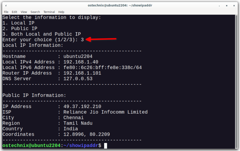 Instantly Display IP Address In Linux Using Showipaddr Script - OSTechNix