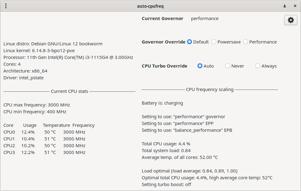 auto-cpufreq GUI auto-cpufreq GUI