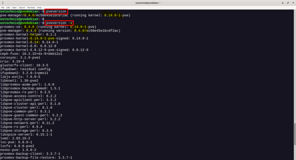 Check Proxmox VE Version