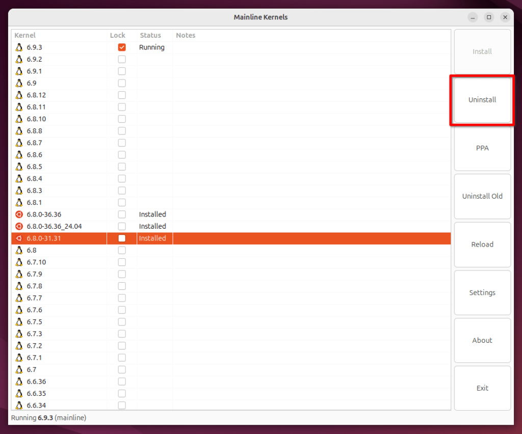 Uninstall a Kernel
