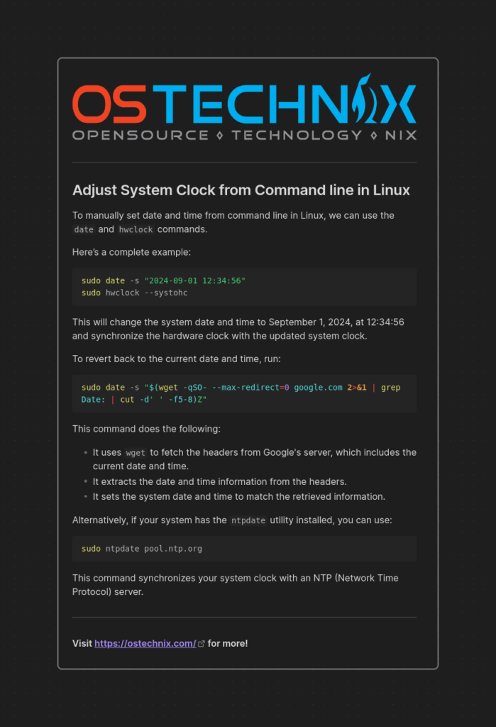 How To Set Date And Time From Command Line In Linux - OSTechNix