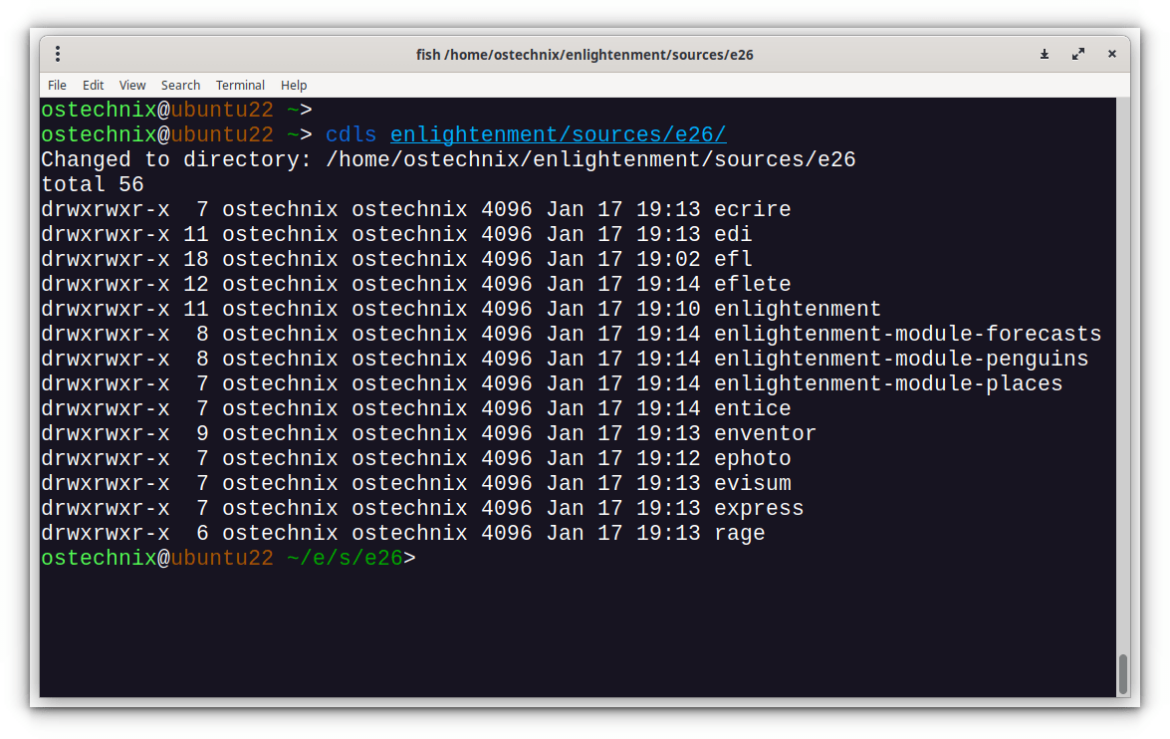 Change Directory And List Files In One Command In Fish Shell - OSTechNix