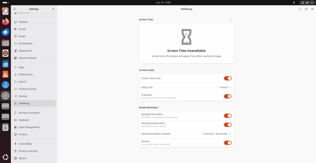 Digital Wellbeing Settings in Ubuntu 25.04 Digital Wellbeing Settings in Ubuntu 25.04