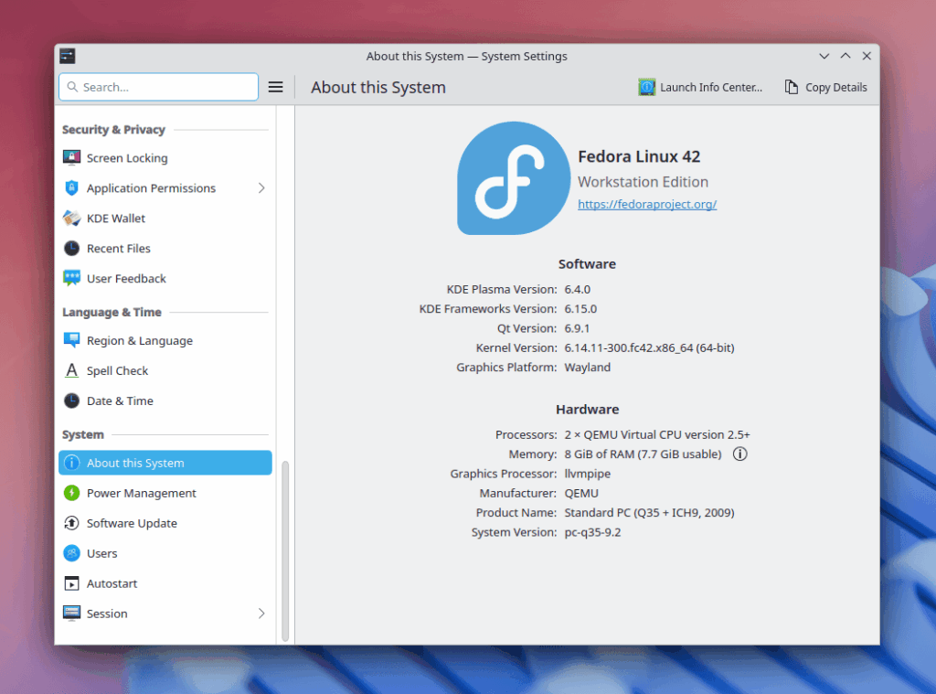 Check KDE Plasma Version from System Settings in Fedora Linux 42 Check KDE Plasma Version from System Settings in Fedora Linux 42