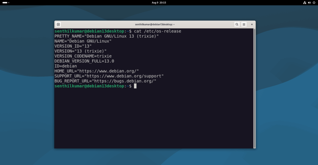 Check Debian 13 Version from Terminal Check Debian 13 Version from Terminal
