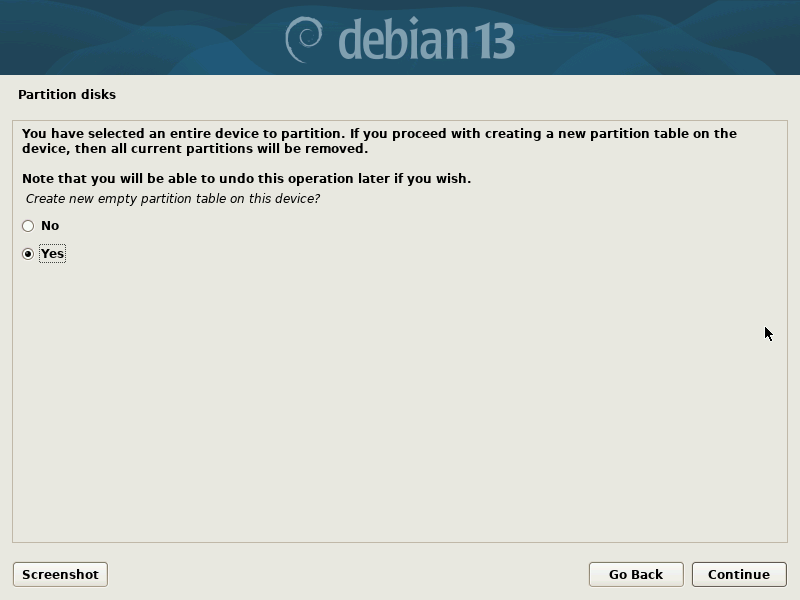 Create a New Partition Table Create a New Partition Table