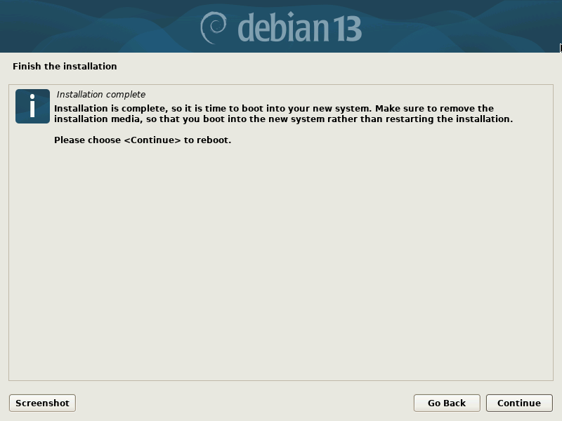 Debian 13 Trixie Installation is Completed Debian 13 Trixie Installation is Completed