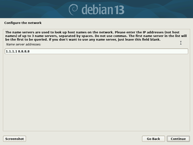 Enter DNS Server Address Enter DNS Server Address
