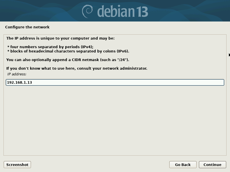 Enter the IP Address Enter the IP Address