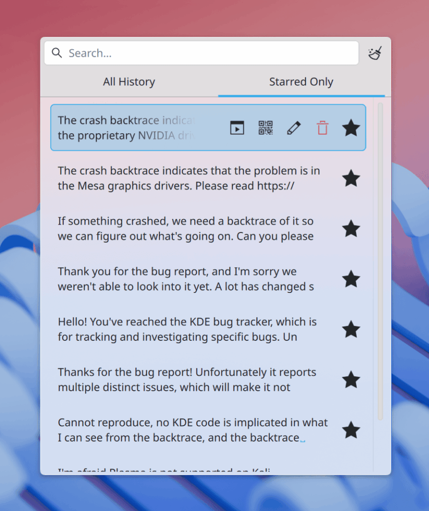 Saved Clipboard Items in Plasma 6.5 Saved Clipboard Items in Plasma 6.5