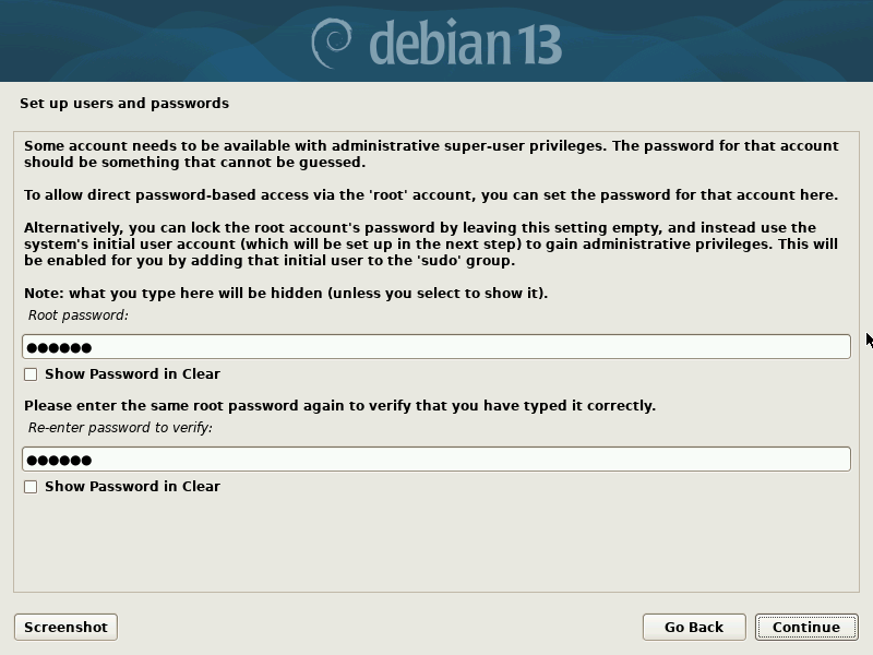 Set Root User Password Set Root User Password