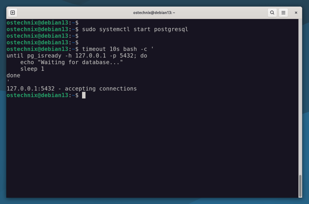 Start PostgreSQL and Check If pg_isready Works