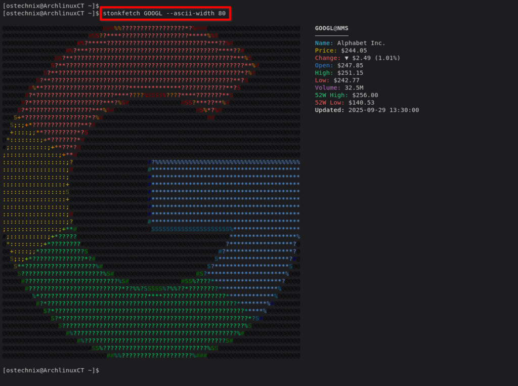 Display Google Stock Details using Stonkfetch Display Google Stock Details using Stonkfetch