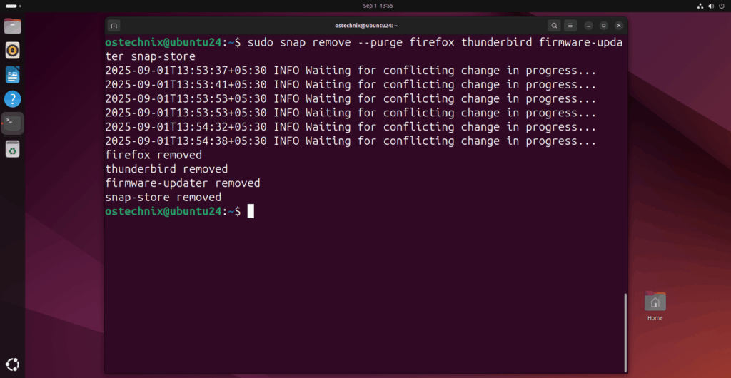 Remove Snap Apps in Ubuntu 24.04