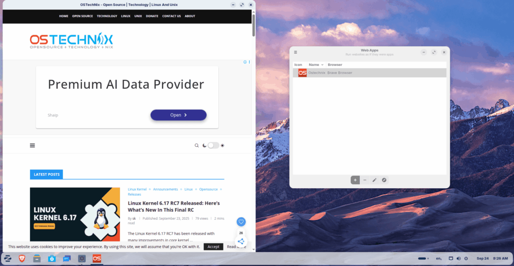 Web Apps in Zorin OS 18