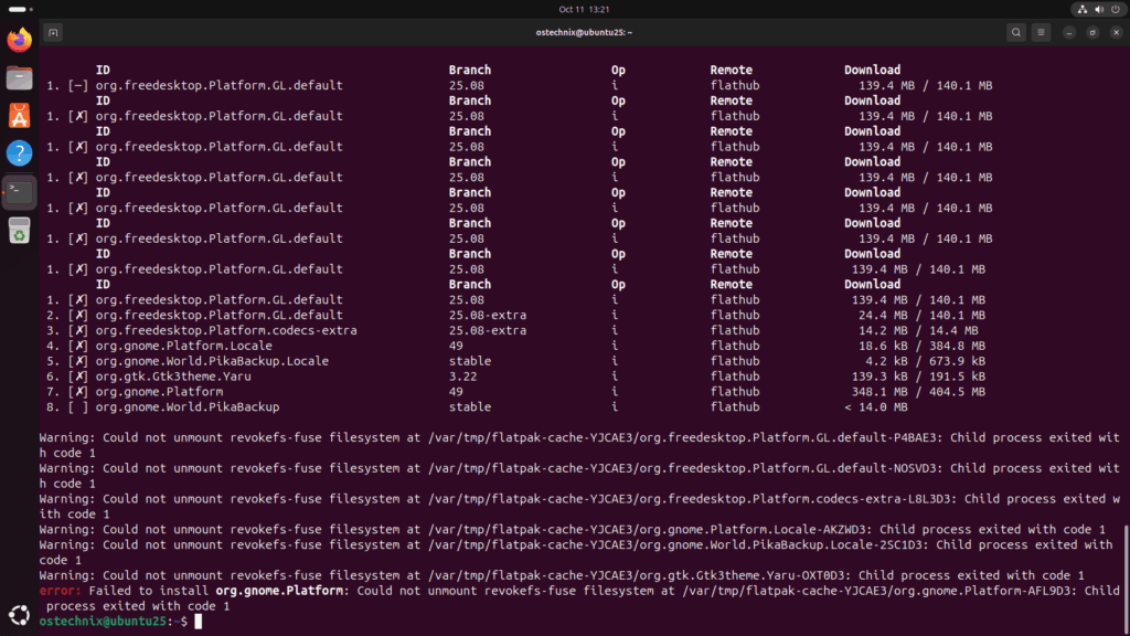 Flatpak broken on Ubuntu 25.10 Flatpak broken on Ubuntu 25.10