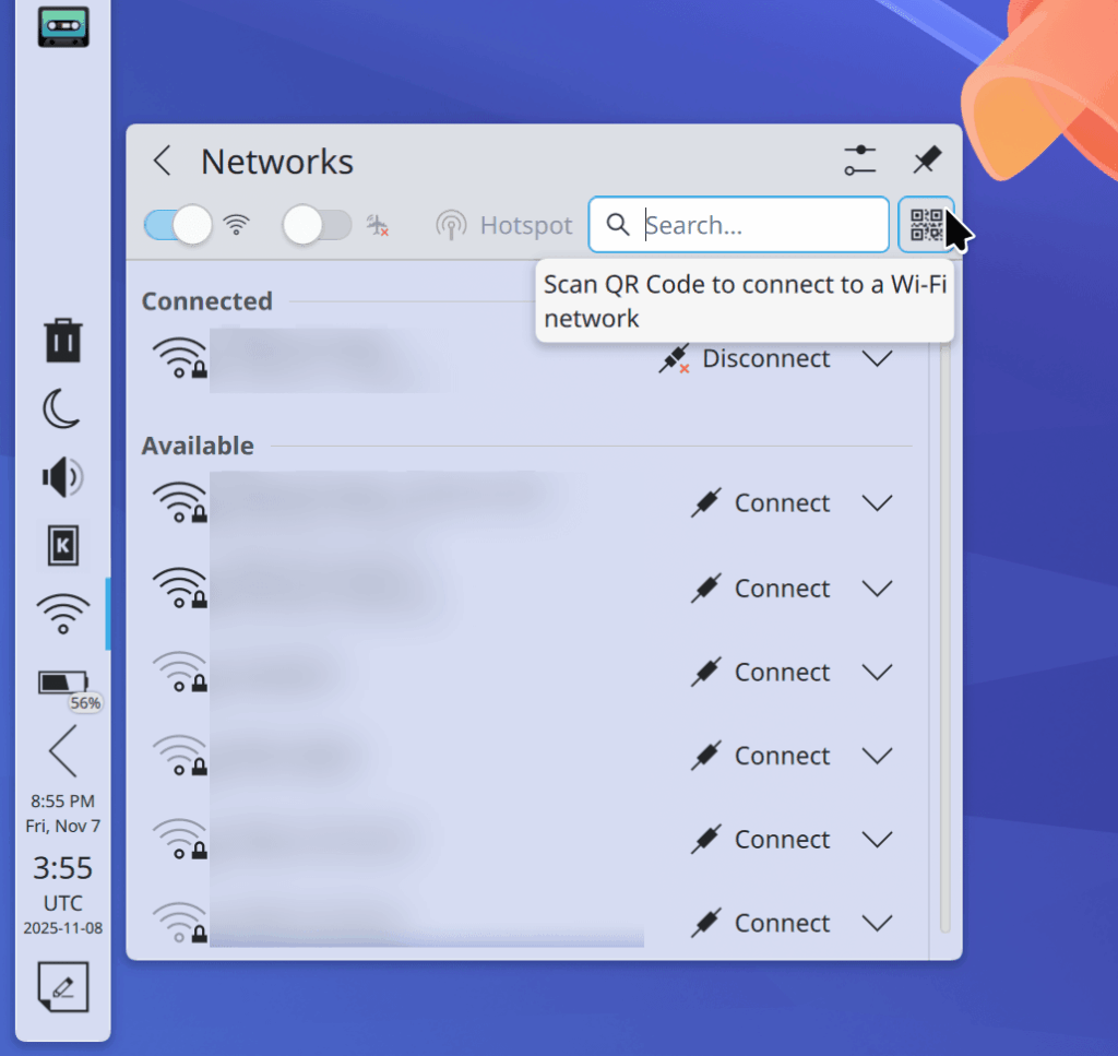 Connect to a WiFi Network using QR Code in Plasma 6.6 Connect to a WiFi Network using QR Code in Plasma 6.6