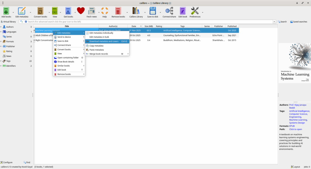 Download Metadata and Covers using Calibre