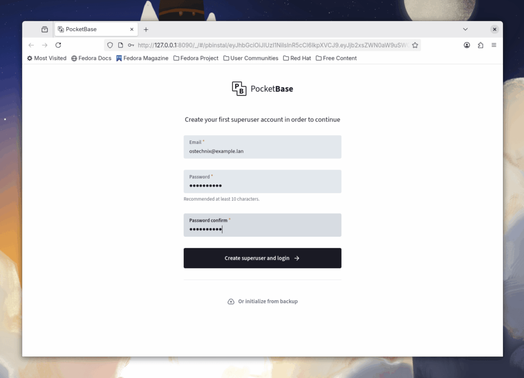 Create PocketBase Super User Create PocketBase Super User