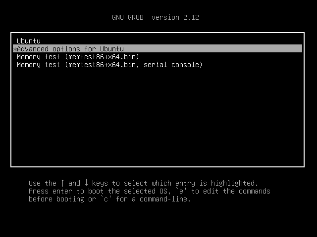 Advanced Options Entry in GRUB Boot Menu Advanced Options Entry in GRUB Boot Menu