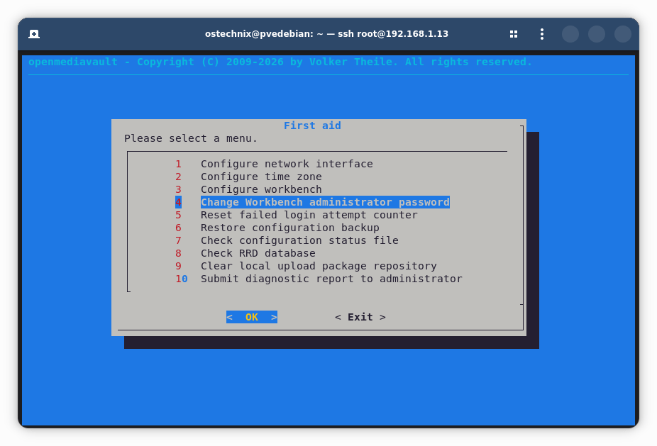 Change Workbench Administrator Password Change Workbench Administrator Password
