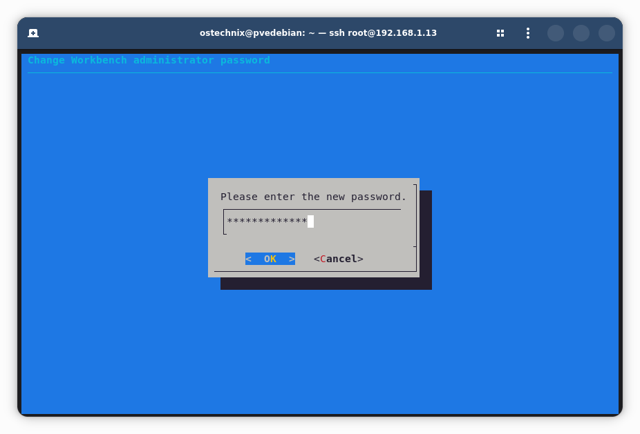 Enter New Password for Admin User Enter New Password for Admin User