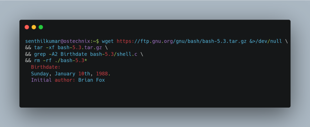 Display Bash Birthdate
