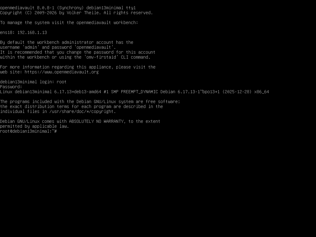 Login to Openmediavault 8 Console Login to Openmediavault 8 Console