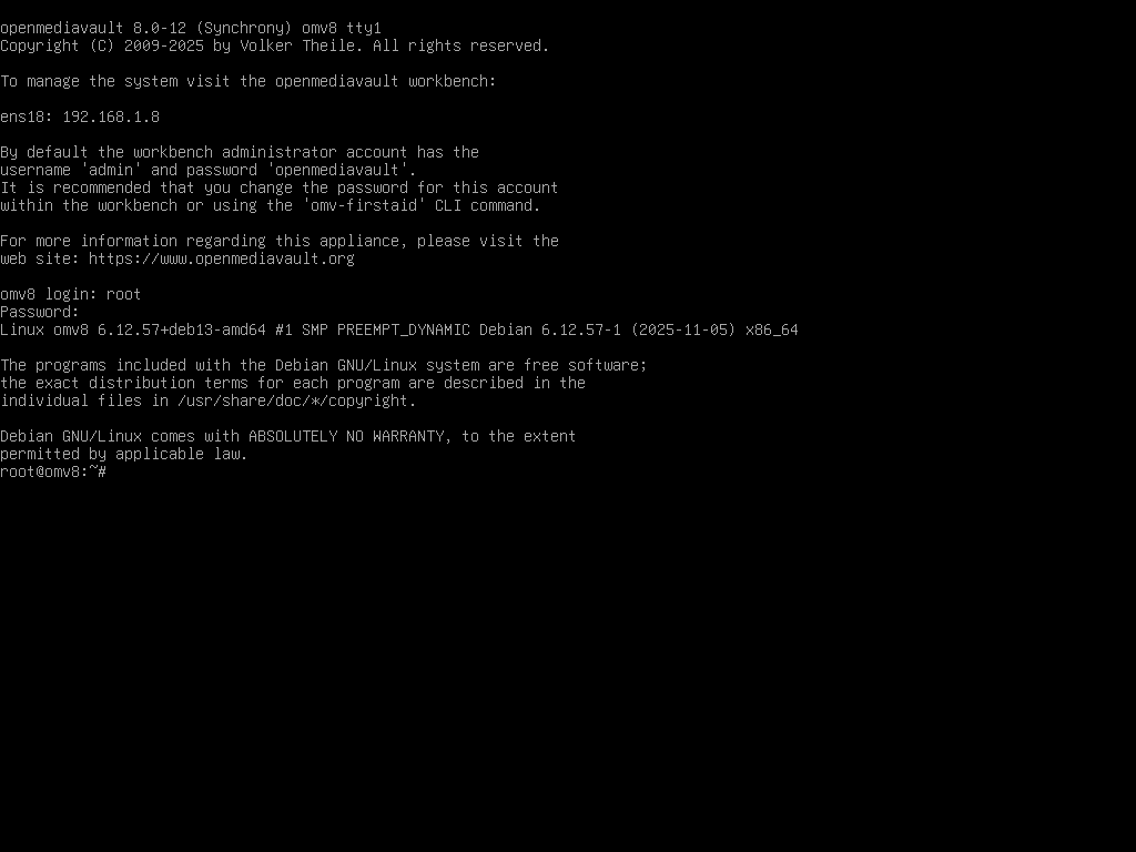 Login to Openmediavault Console Login to Openmediavault Console