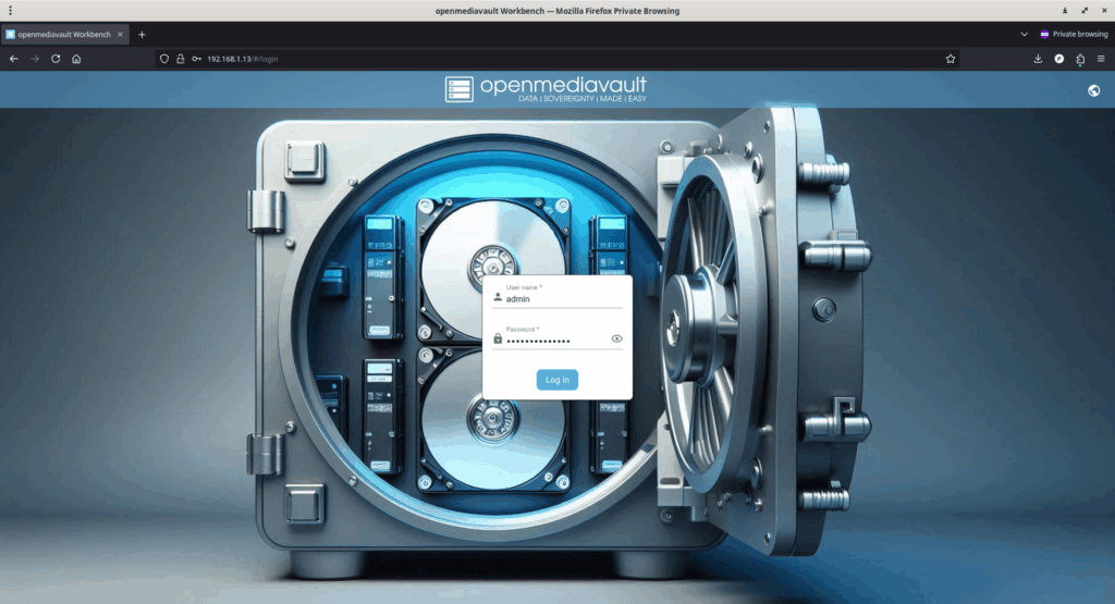 Login to the Openmediavault Web Interface Login to the Openmediavault Web Interface