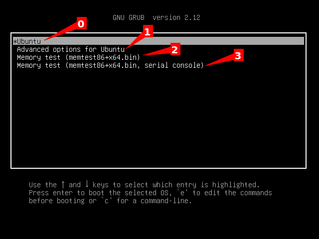 Main GRUB Menu in Ubuntu 24.04 Main GRUB Menu in Ubuntu 24.04