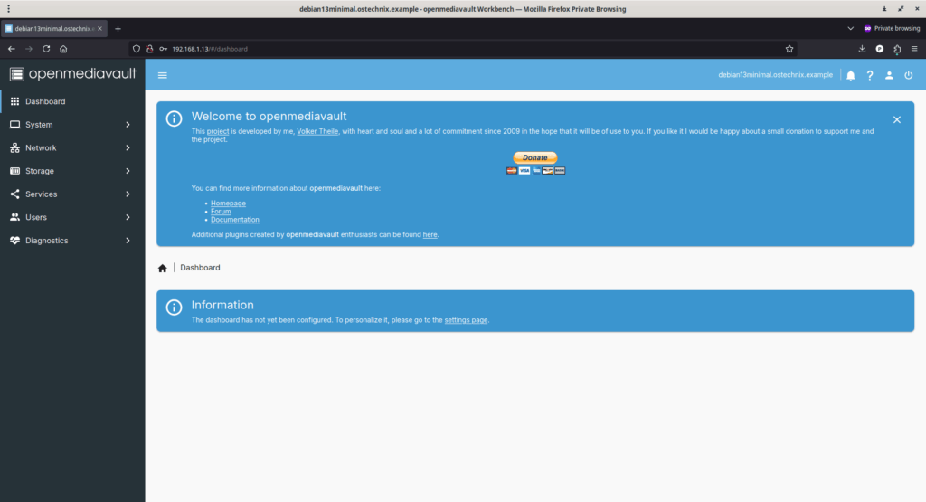 Openmediavault Web Dashboard Openmediavault Web Dashboard