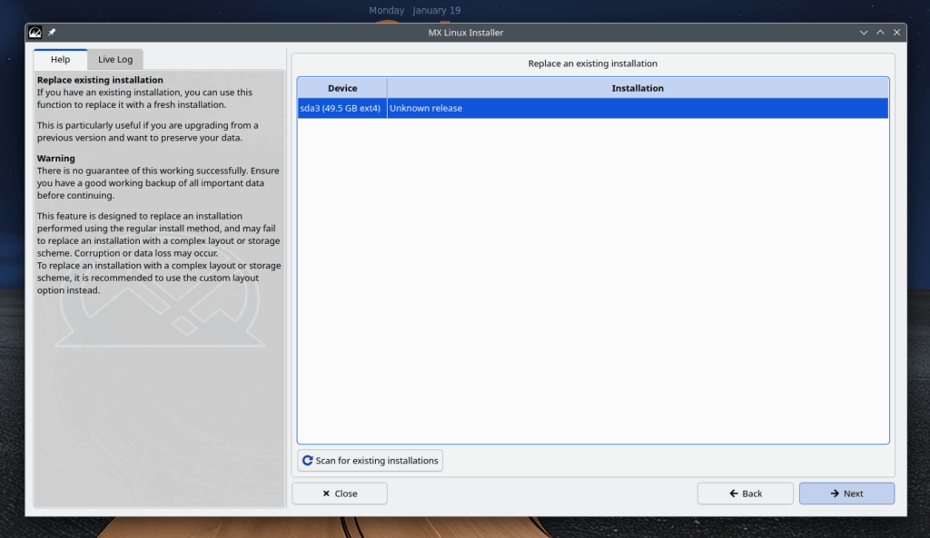 Replace Existing Linux Installation with MX Linux Replace Existing Linux Installation with MX Linux