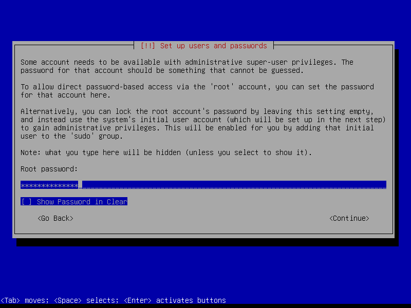 Set Root User Password Set Root User Password