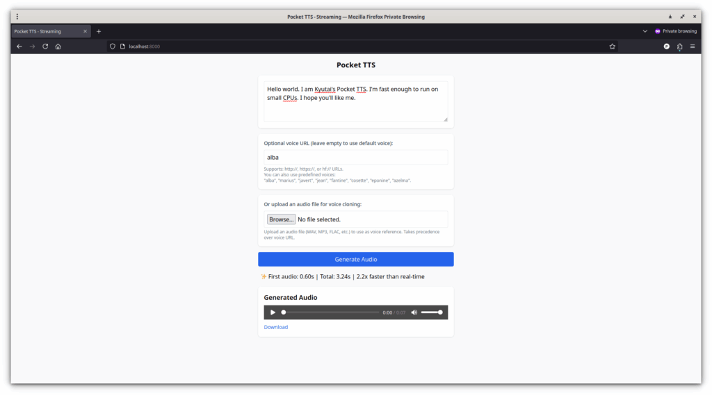 Run Pocket TTS Web Interface Locally
