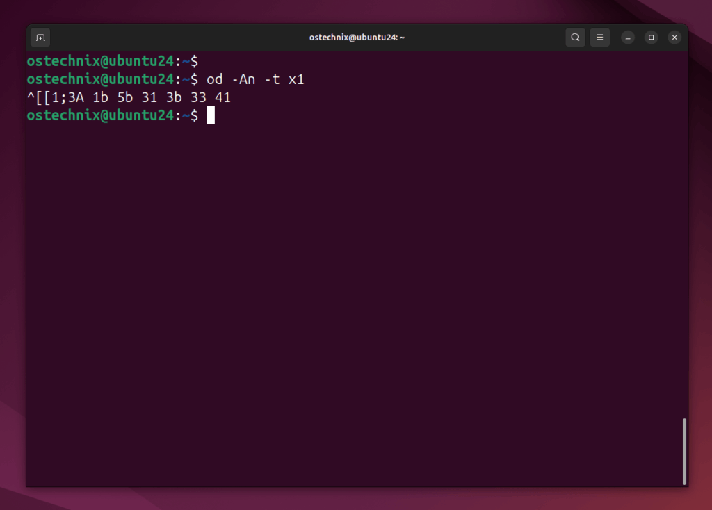 View Terminal Escape Sequences using od Command