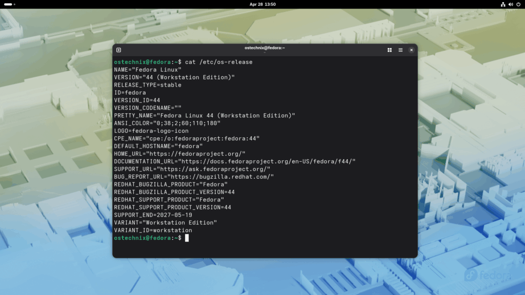 Check Fedora Linux 44 Version from Command line Check Fedora Linux 44 Version from Command line