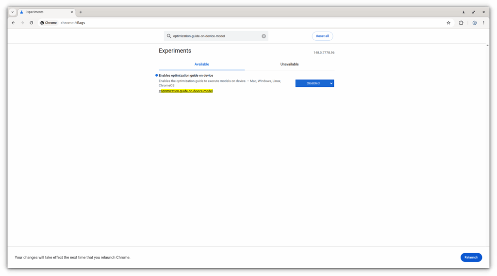 Disable optimization-guide-on-device-model Flag in Google Chrome Disable optimization-guide-on-device-model Flag in Google Chrome
