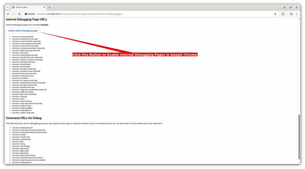 Enable Debugging Pages in Google Chrome Enable Debugging Pages in Google Chrome
