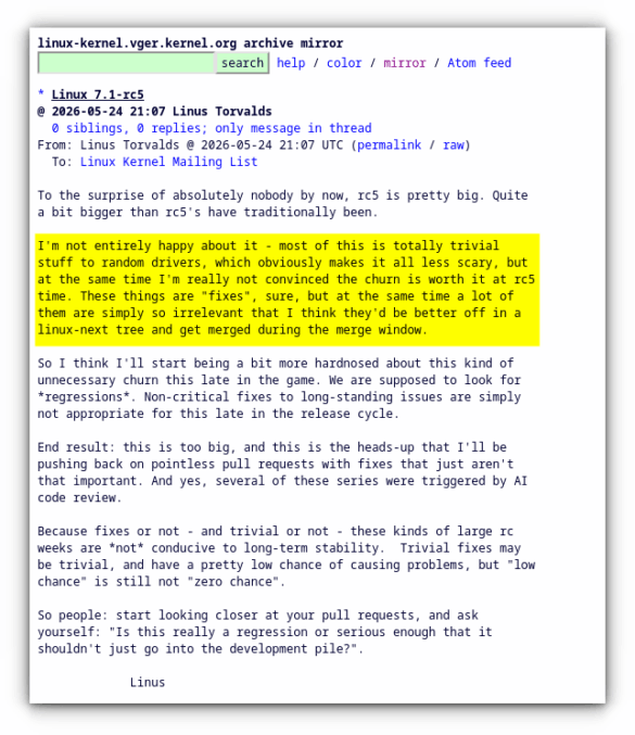 Linus Torvalds is Unhappy About the Continued AI Influence in Linux ...