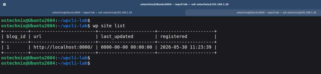 Verify WordPress Multisite using wp-cli Command Verify WordPress Multisite using wp-cli Command