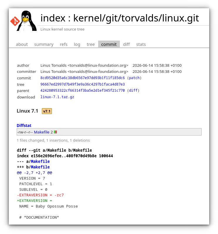 Linux Kernel 7.1 Linux Kernel 7.1