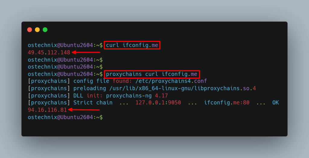 Test ProxyChains Setup in Linux